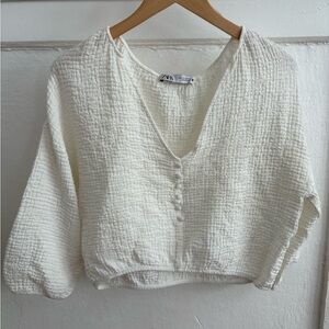 Zara Cream Textured Blouse